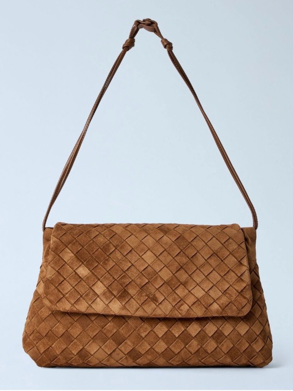BOTTEGA VENETA Giorno Intrecciato suede leather shoulder bag